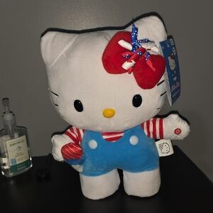 Hello Kitty Plush with Blue Outfit and Red Accents